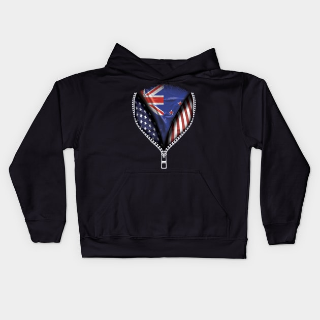 New Zealander Flag  New Zealand Flag American Flag Zip Down - Gift for New Zealander From New Zealand Kids Hoodie by Country Flags